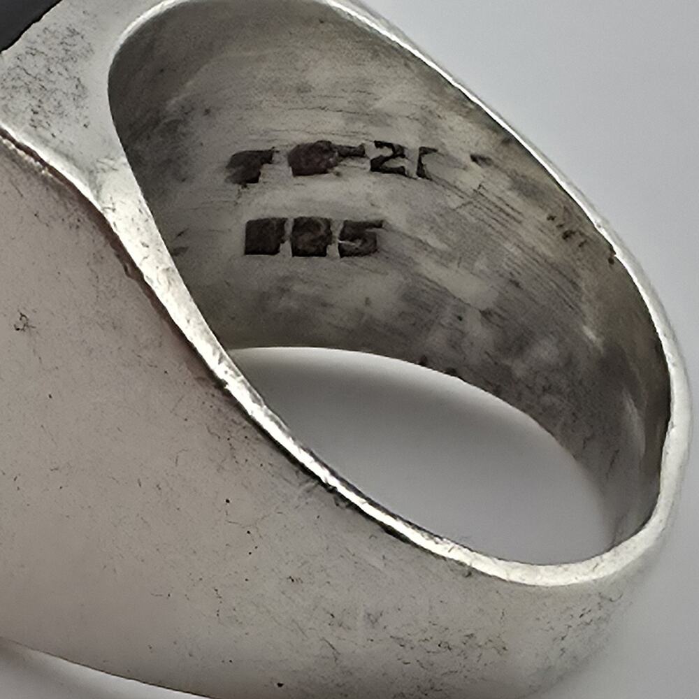 Vintage Mexico 925 Sterling Silver Black Onyx Signet Ring Size 9.5 17.4g Mens - Picture 6 of 15